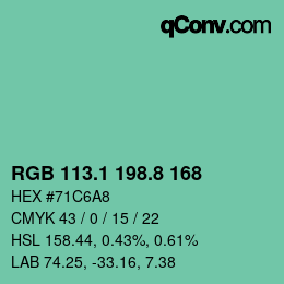 Color code: RGB 113.1 198.8 168 | qconv.com