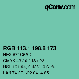 Color code: RGB 113.1 198.8 173 | qconv.com