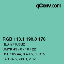 Farbcode: RGB 113.1 198.8 178 | qconv.com