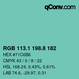 Color code: RGB 113.1 198.8 182 | qconv.com