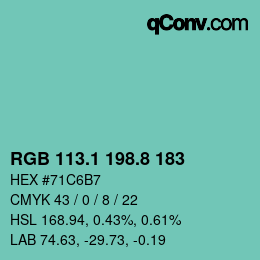 Farbcode: RGB 113.1 198.8 183 | qconv.com