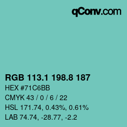 Color code: RGB 113.1 198.8 187 | qconv.com