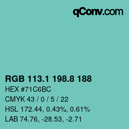Color code: RGB 113.1 198.8 188 | qconv.com
