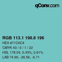 Color code: RGB 113.1 198.8 196 | qconv.com
