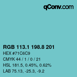 Color code: RGB 113.1 198.8 201 | qconv.com