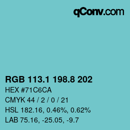 Farbcode: RGB 113.1 198.8 202 | qconv.com