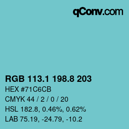 カラーコード: RGB 113.1 198.8 203 | qconv.com