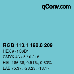 カラーコード: RGB 113.1 198.8 209 | qconv.com