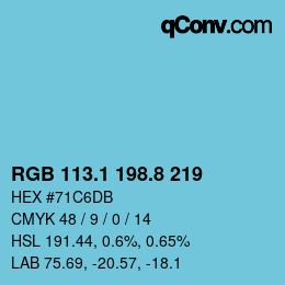 カラーコード: RGB 113.1 198.8 219 | qconv.com