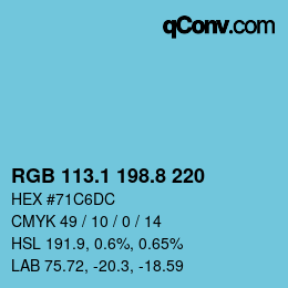 Color code: RGB 113.1 198.8 220 | qconv.com