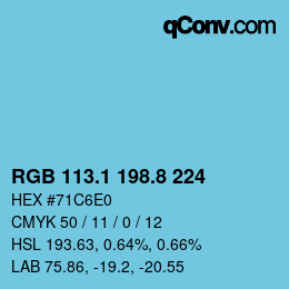 カラーコード: RGB 113.1 198.8 224 | qconv.com