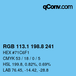 カラーコード: RGB 113.1 198.8 241 | qconv.com