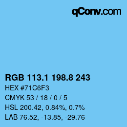 カラーコード: RGB 113.1 198.8 243 | qconv.com