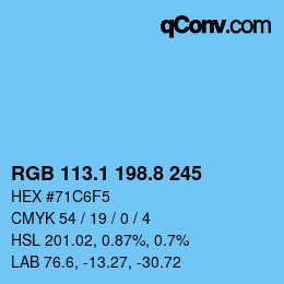 Color code: RGB 113.1 198.8 245 | qconv.com