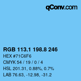 カラーコード: RGB 113.1 198.8 246 | qconv.com