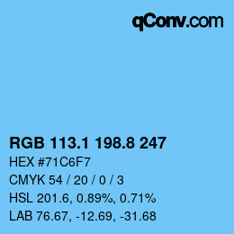 カラーコード: RGB 113.1 198.8 247 | qconv.com