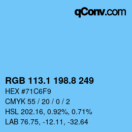 Color code: RGB 113.1 198.8 249 | qconv.com