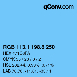 Color code: RGB 113.1 198.8 250 | qconv.com