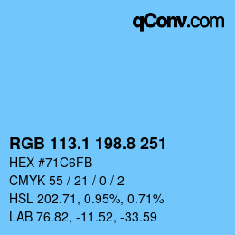 Farbcode: RGB 113.1 198.8 251 | qconv.com