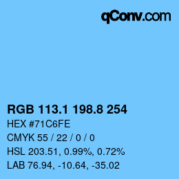 Color code: RGB 113.1 198.8 254 | qconv.com
