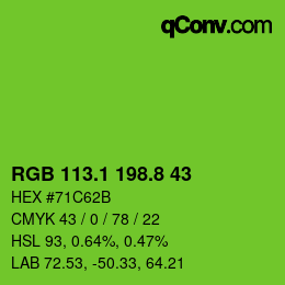 颜色代码: RGB 113.1 198.8 43 | qconv.com