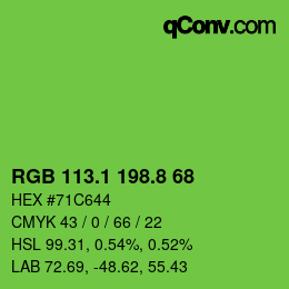カラーコード: RGB 113.1 198.8 68 | qconv.com