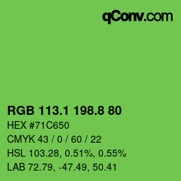 カラーコード: RGB 113.1 198.8 80 | qconv.com
