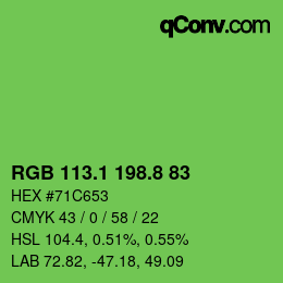 カラーコード: RGB 113.1 198.8 83 | qconv.com