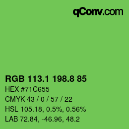 カラーコード: RGB 113.1 198.8 85 | qconv.com