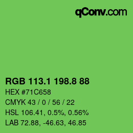 カラーコード: RGB 113.1 198.8 88 | qconv.com