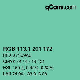 カラーコード: RGB 113.1 201 172 | qconv.com