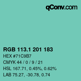 カラーコード: RGB 113.1 201 183 | qconv.com
