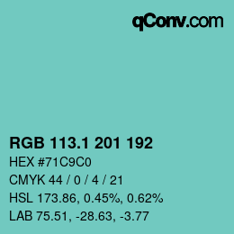 カラーコード: RGB 113.1 201 192 | qconv.com