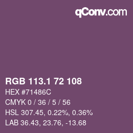 カラーコード: RGB 113.1 72 108 | qconv.com