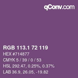 カラーコード: RGB 113.1 72 119 | qconv.com