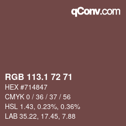 Color code: RGB 113.1 72 71 | qconv.com