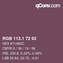 カラーコード: RGB 113.1 72 92 | qconv.com