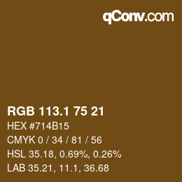 カラーコード: RGB 113.1 75 21 | qconv.com