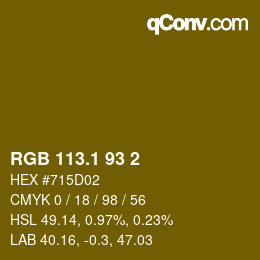 カラーコード: RGB 113.1 93 2 | qconv.com