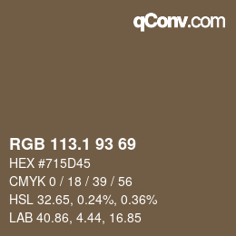 カラーコード: RGB 113.1 93 69 | qconv.com