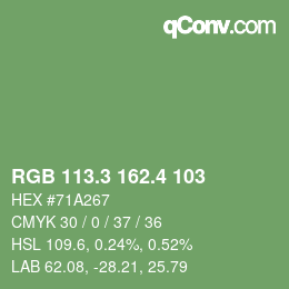 カラーコード: RGB 113.3 162.4 103 | qconv.com