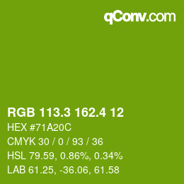 カラーコード: RGB 113.3 162.4 12 | qconv.com