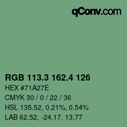 カラーコード: RGB 113.3 162.4 126 | qconv.com