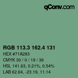カラーコード: RGB 113.3 162.4 131 | qconv.com