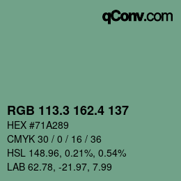 カラーコード: RGB 113.3 162.4 137 | qconv.com