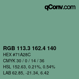 カラーコード: RGB 113.3 162.4 140 | qconv.com