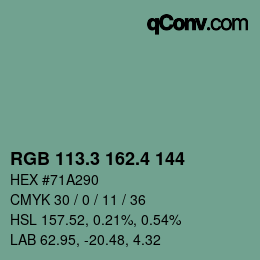 カラーコード: RGB 113.3 162.4 144 | qconv.com
