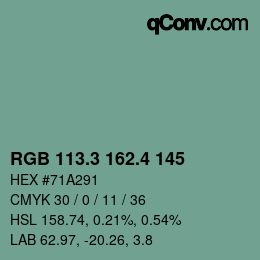 カラーコード: RGB 113.3 162.4 145 | qconv.com