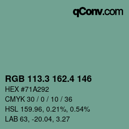 カラーコード: RGB 113.3 162.4 146 | qconv.com
