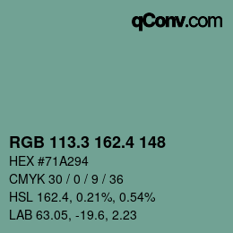 カラーコード: RGB 113.3 162.4 148 | qconv.com